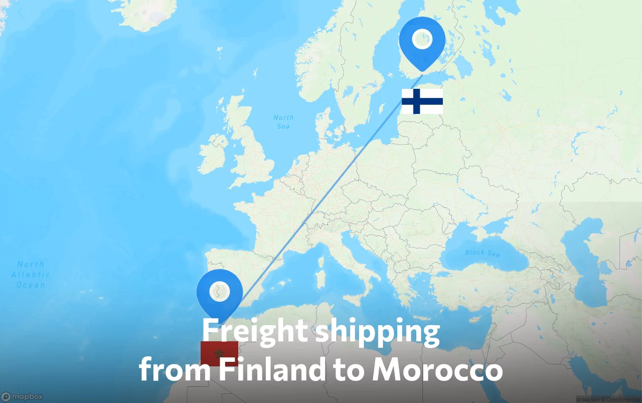 Shipping route from Finland to Morocco