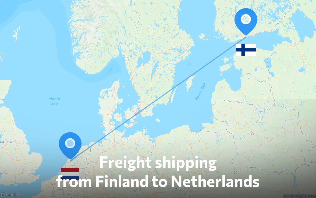 Shipping route from Finland to Netherlands