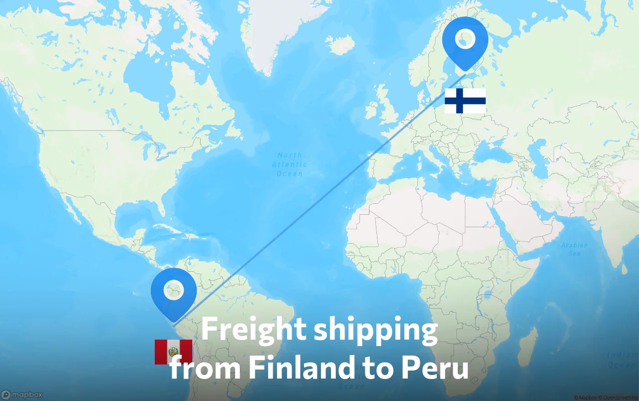 Shipping route from Finland to Peru