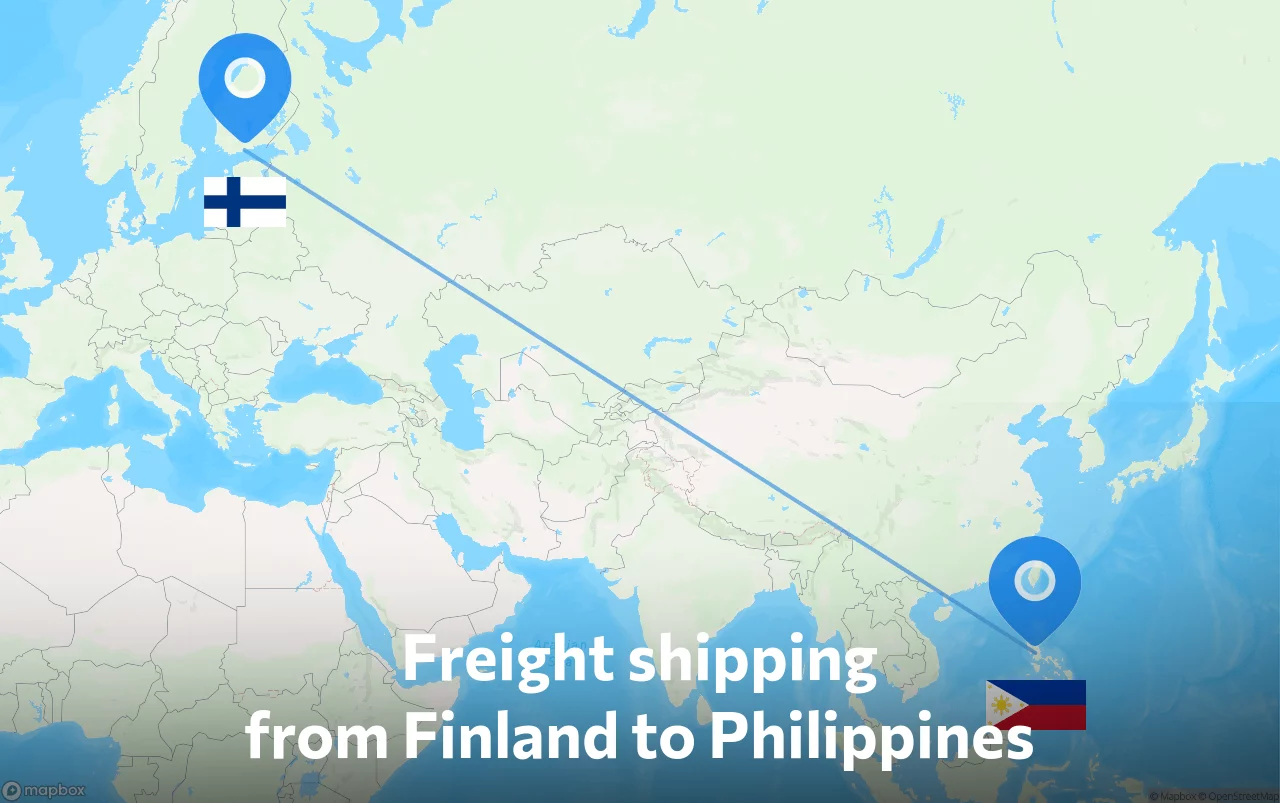 Shipping route from Finland to Philippines