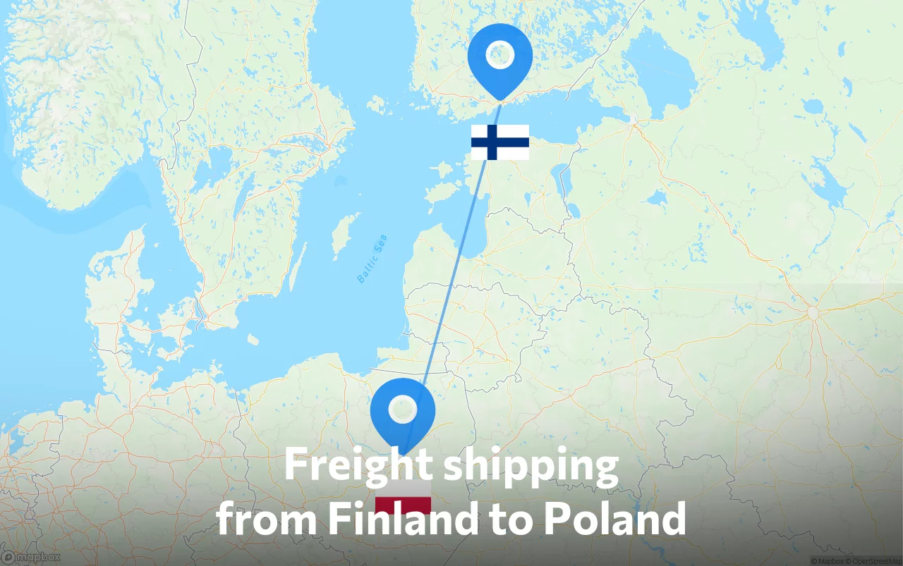 Shipping route from Finland to Poland