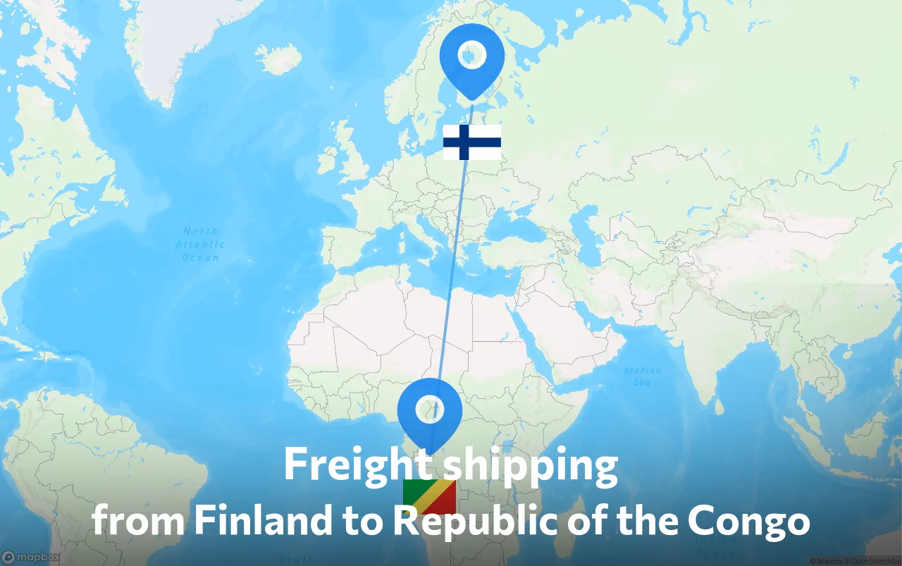 Shipping route from Finland to Republic of the Congo