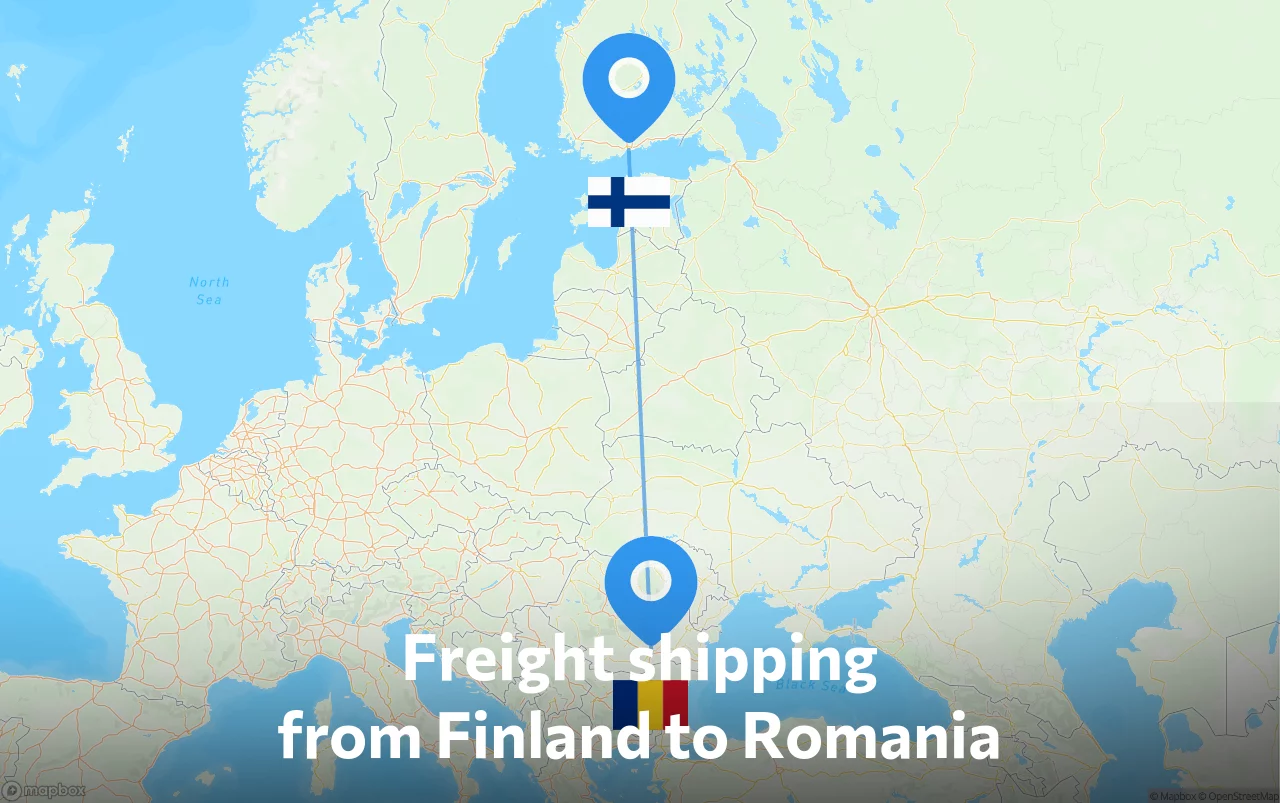 Shipping route from Finland to Romania