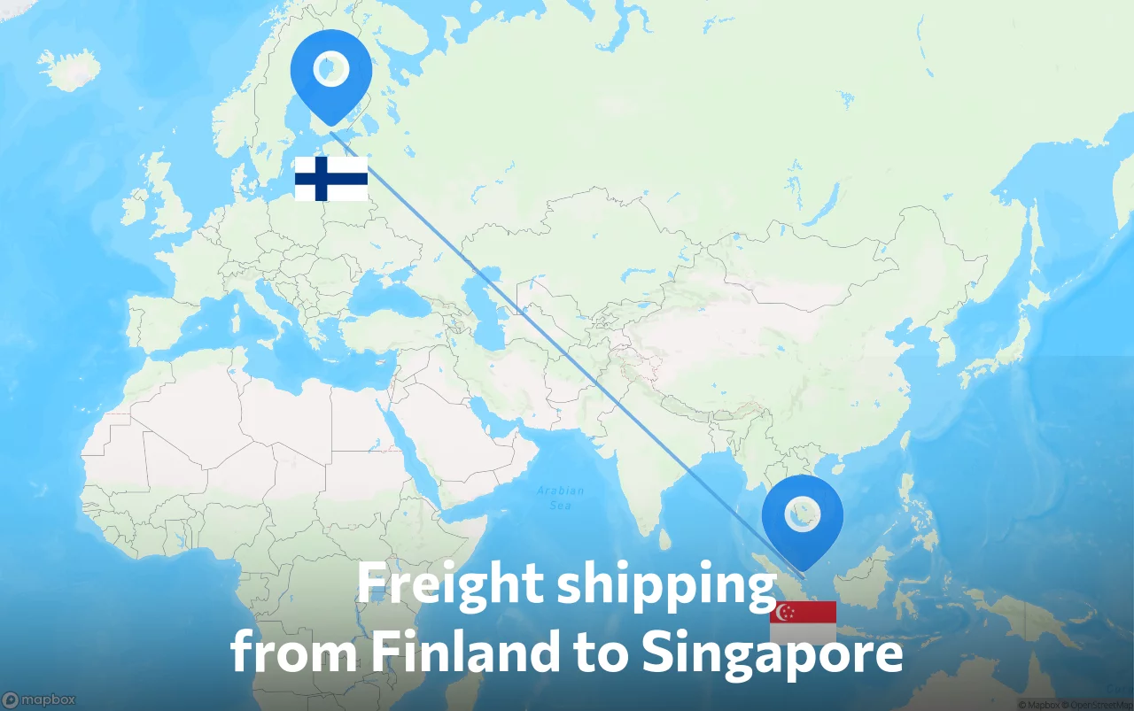 Shipping route from Finland to Singapore