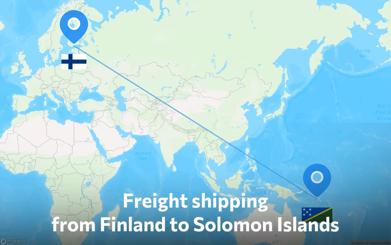 Shipping route from Finland to Solomon Islands