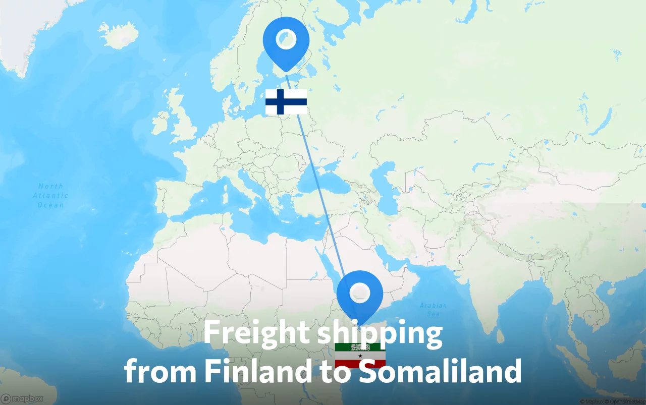 Shipping route from Finland to Somaliland