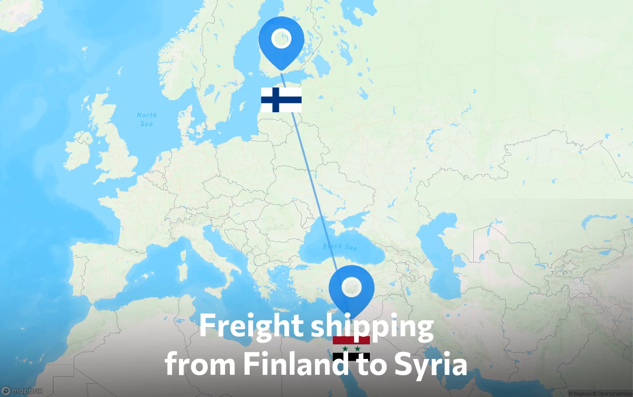 Shipping route from Finland to Syria