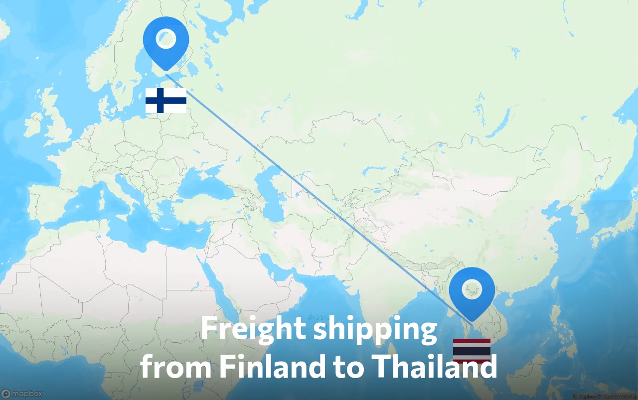 Shipping route from Finland to Thailand