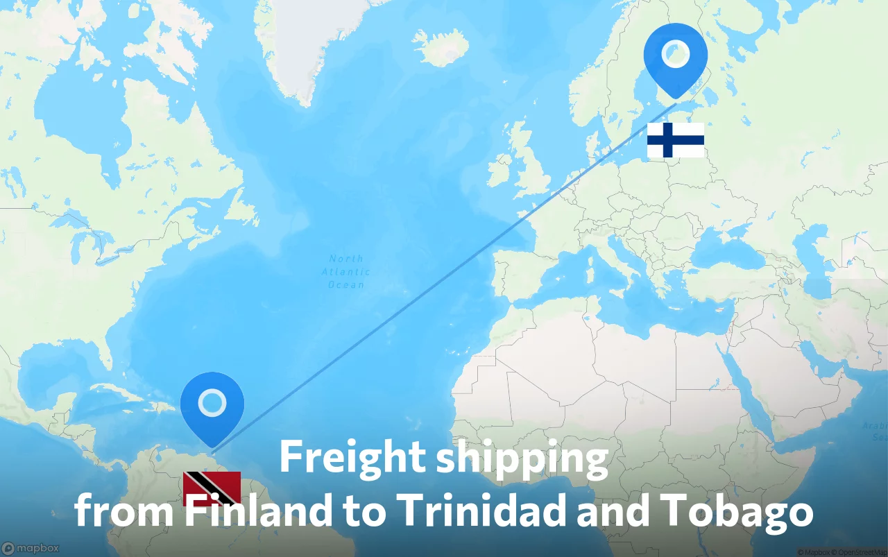 Shipping route from Finland to Trinidad and Tobago