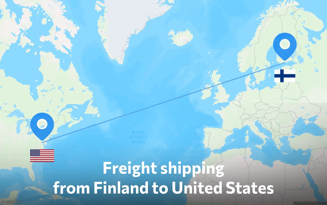 Shipping route from Finland to United States