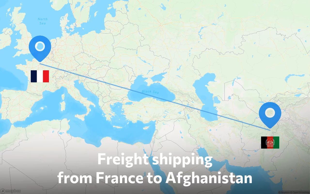 Shipping route from France to Afghanistan