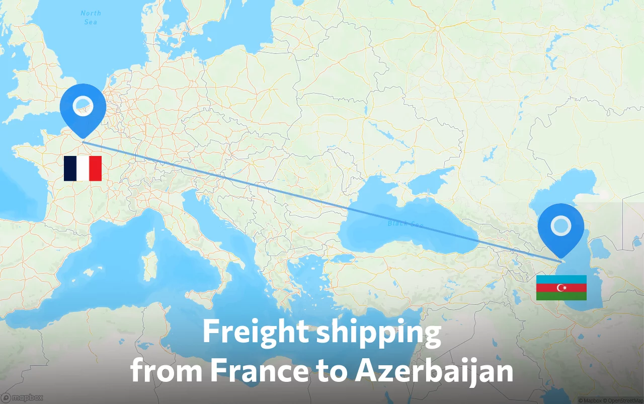 Shipping route from France to Azerbaijan