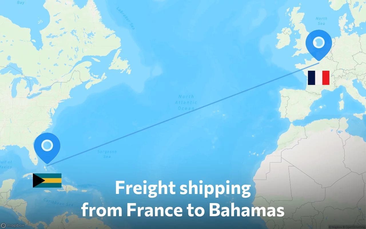 Shipping route from France to Bahamas