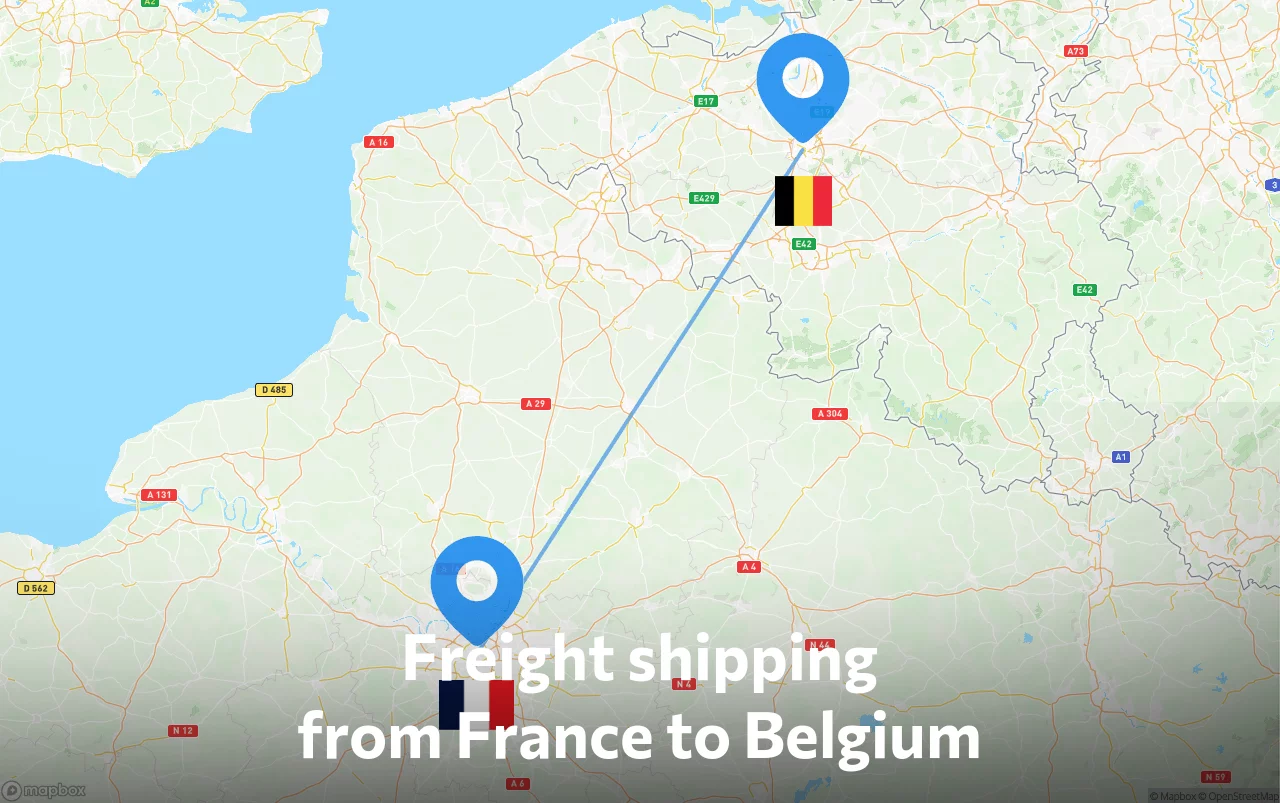 Shipping route from France to Belgium