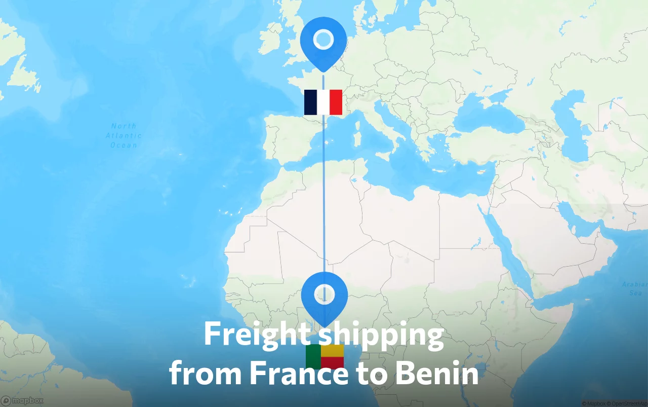 Shipping route from France to Benin
