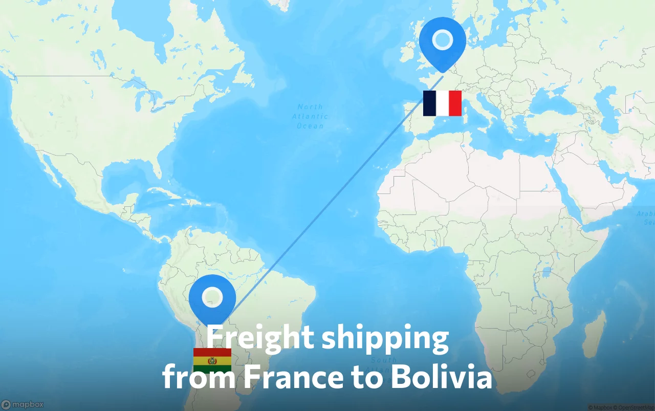 Shipping route from France to Bolivia