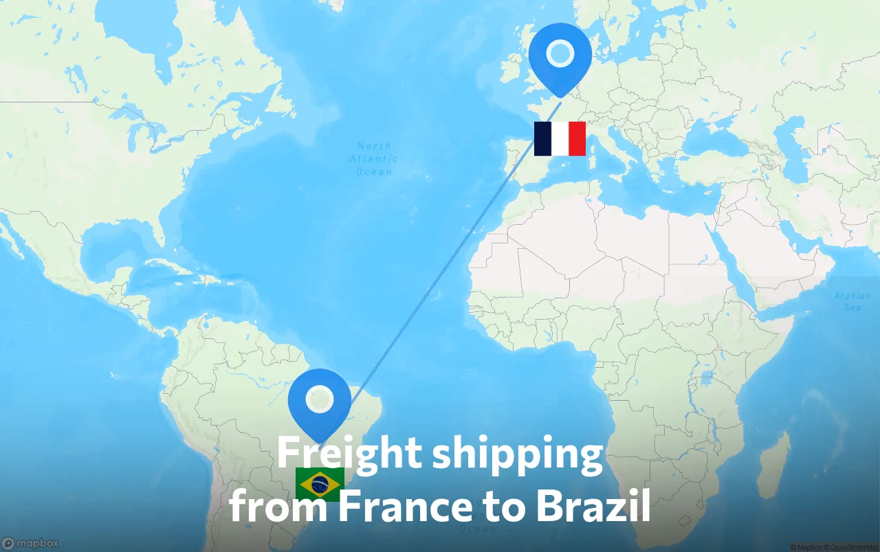 Shipping route from France to Brazil