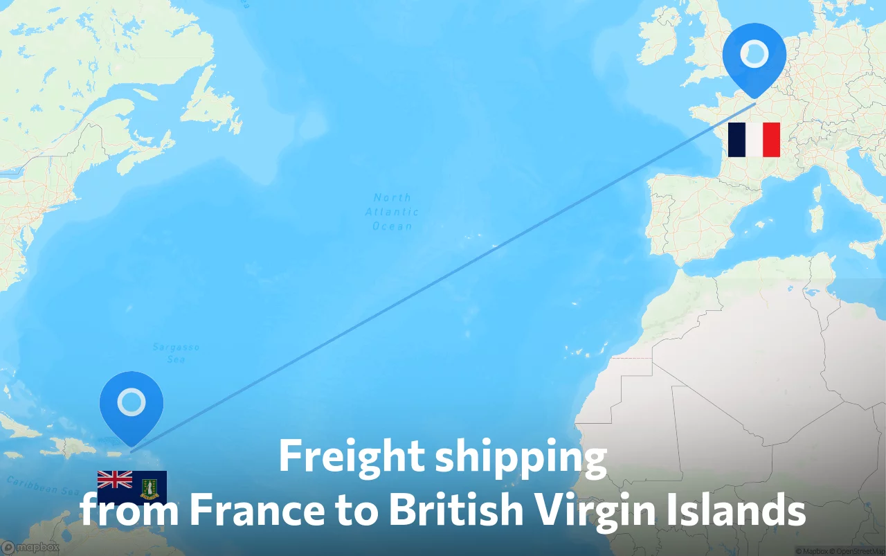 Shipping route from France to British Virgin Islands