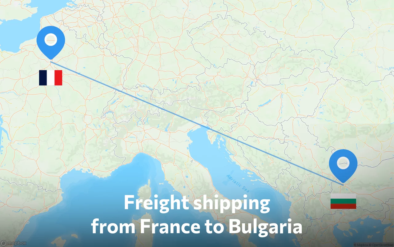 Shipping route from France to Bulgaria