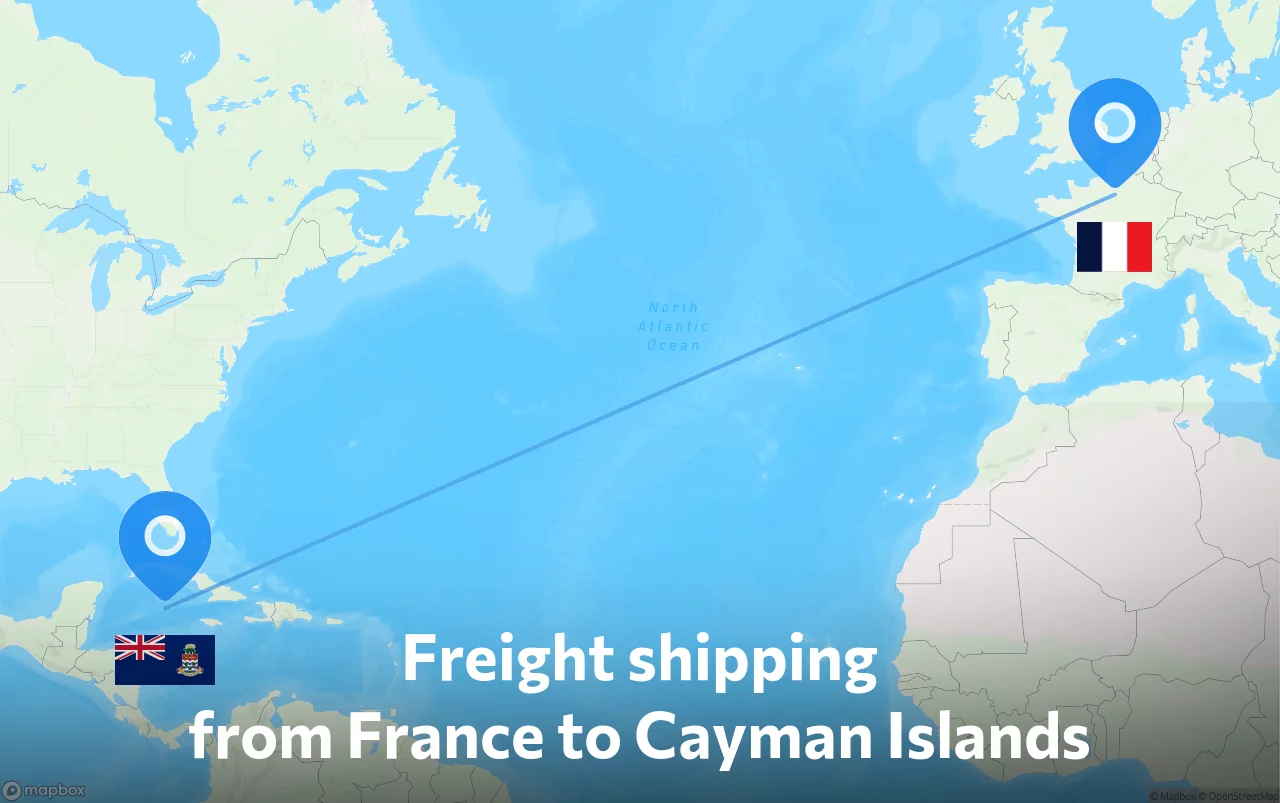 Shipping route from France to Cayman Islands
