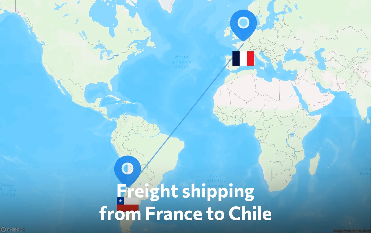 Shipping route from France to Chile
