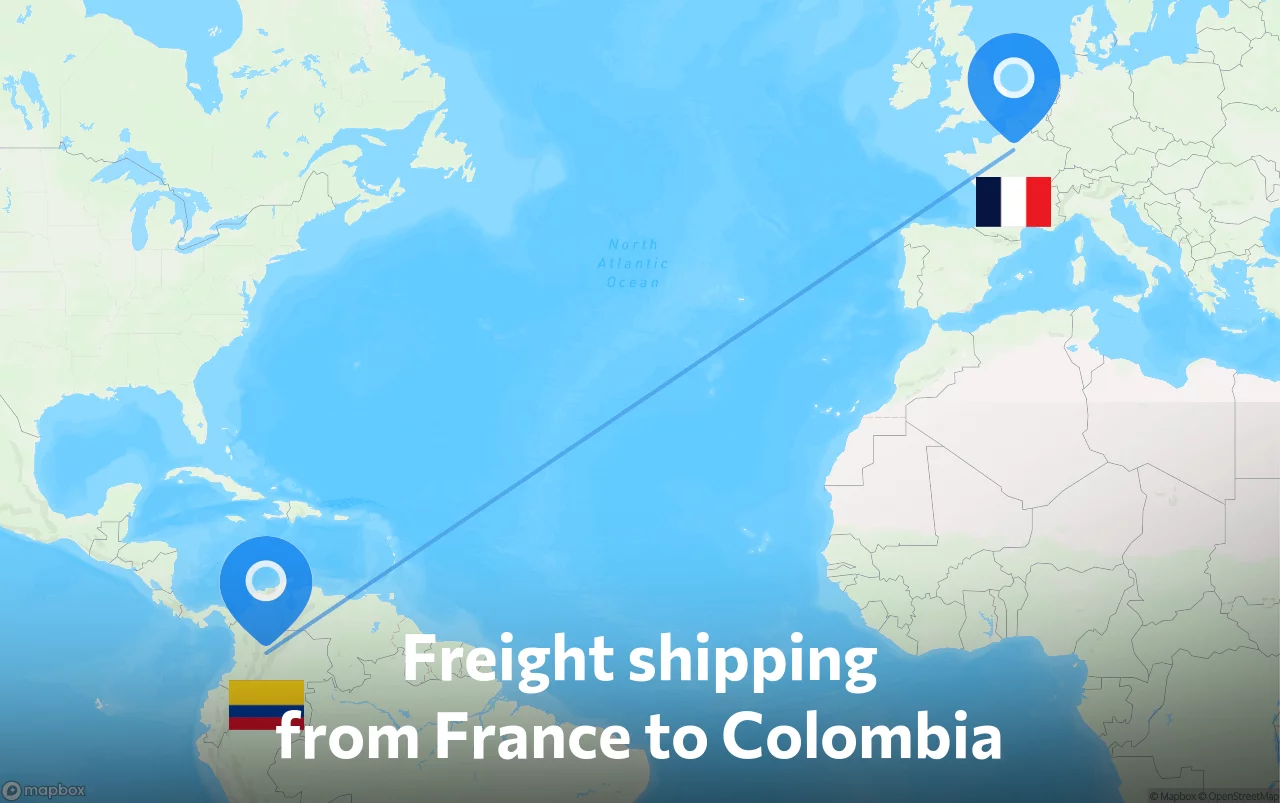 Shipping route from France to Colombia