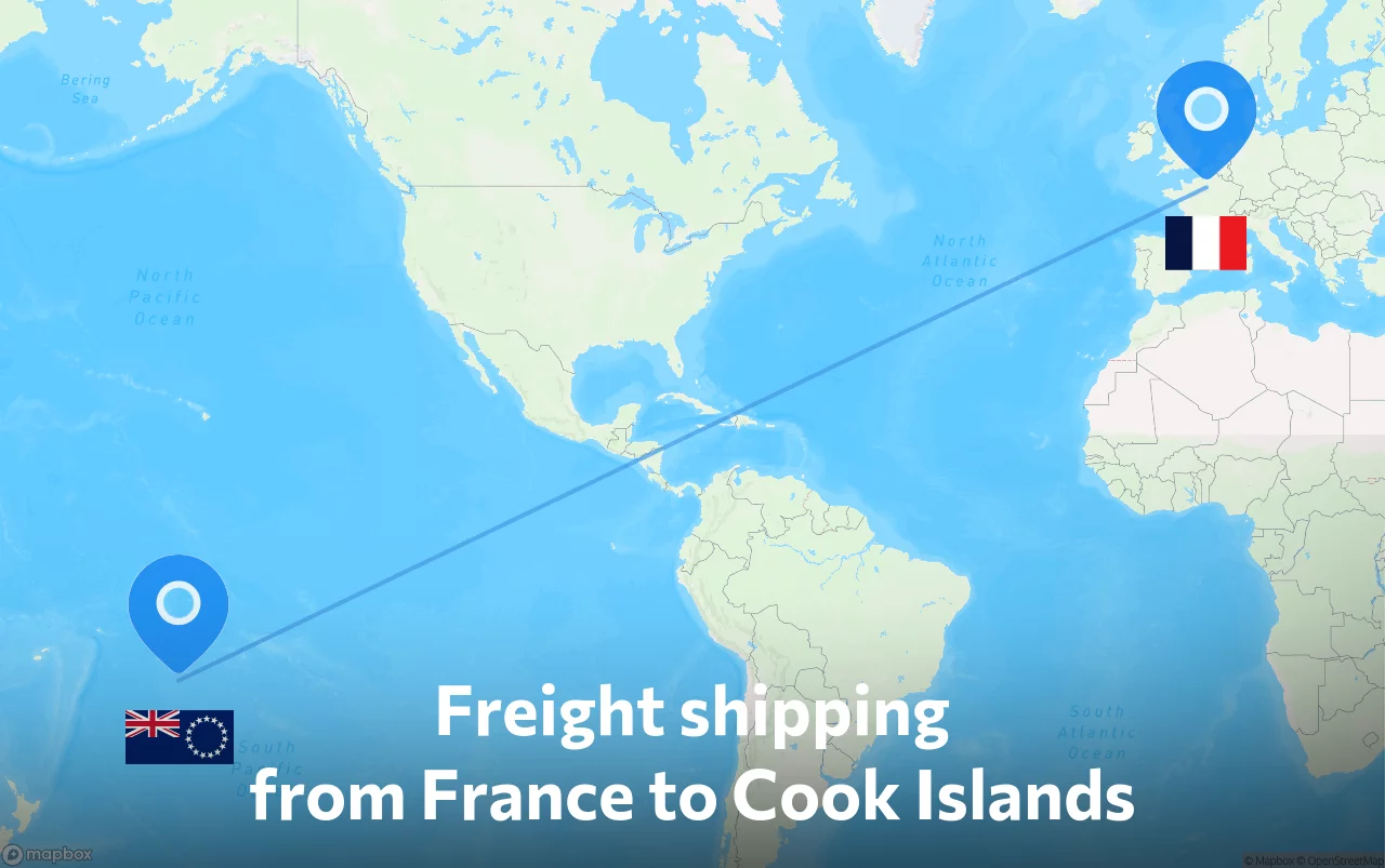 Shipping route from France to Cook Islands
