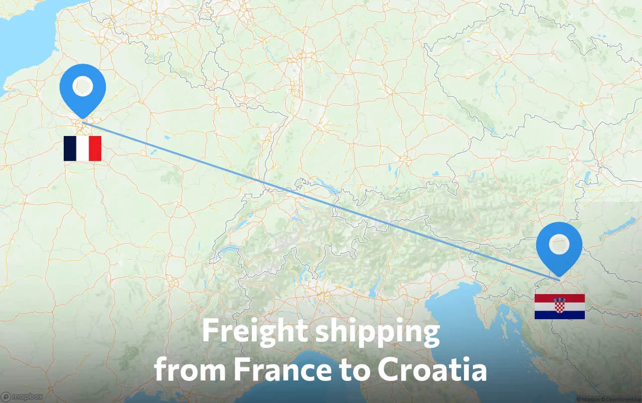 Shipping route from France to Croatia