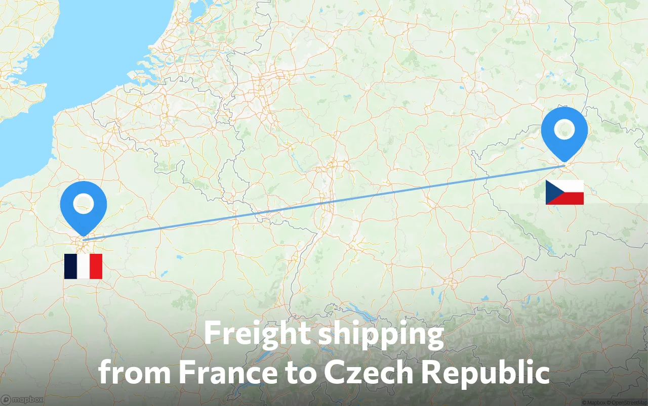 Shipping route from France to Czech Republic