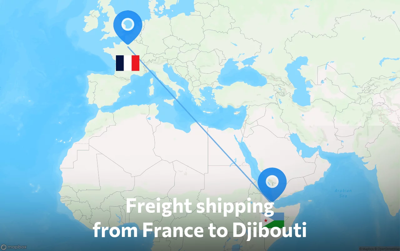 Shipping route from France to Djibouti