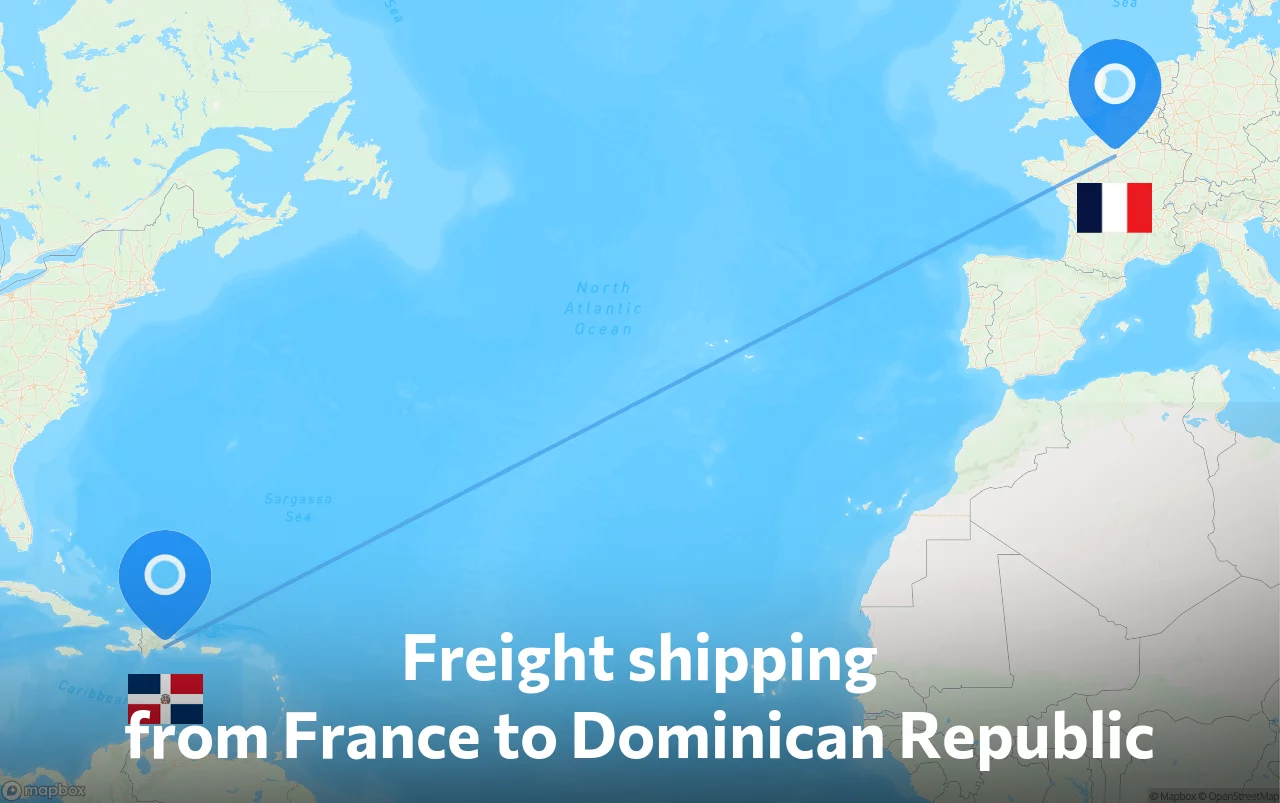 Shipping route from France to Dominican Republic