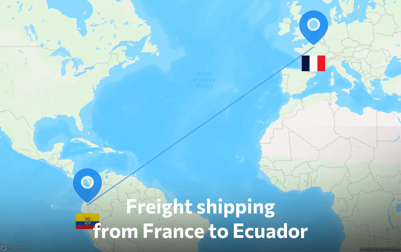 Shipping route from France to Ecuador