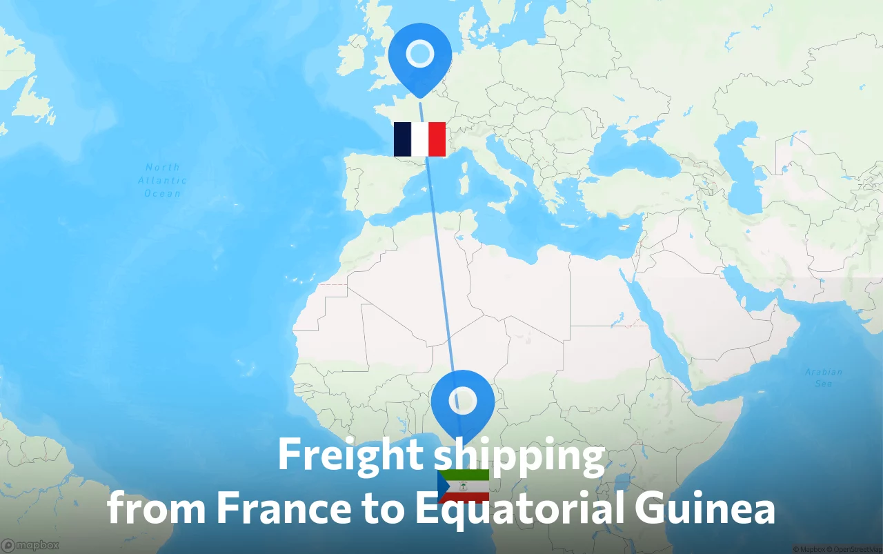 Shipping route from France to Equatorial Guinea