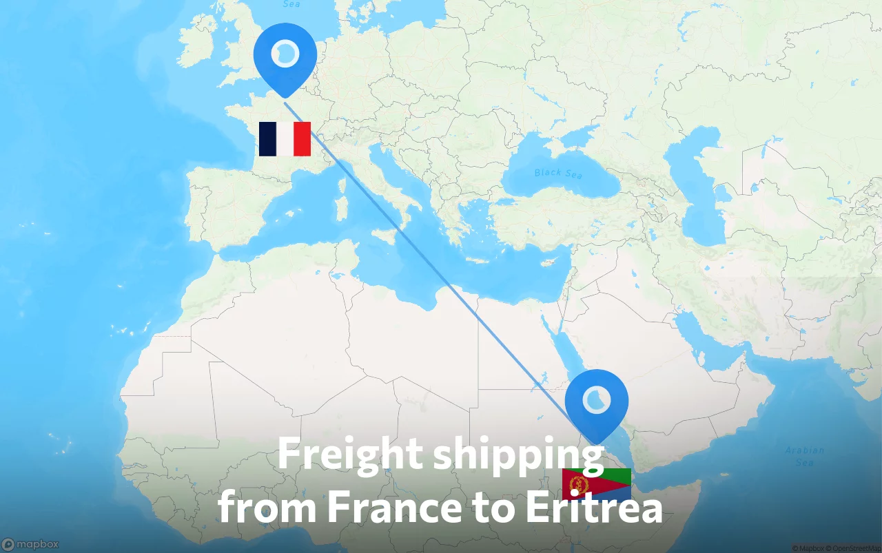 Shipping route from France to Eritrea
