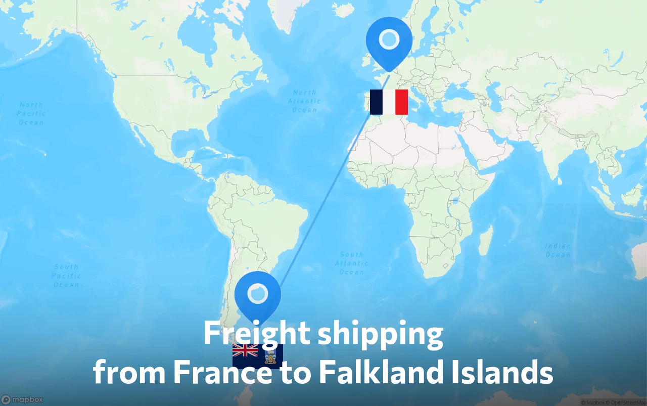 Shipping route from France to Falkland Islands