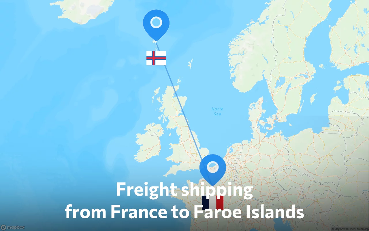 Shipping route from France to Faroe Islands