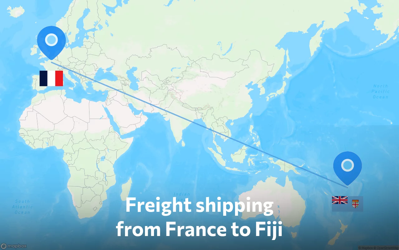 Shipping route from France to Fiji