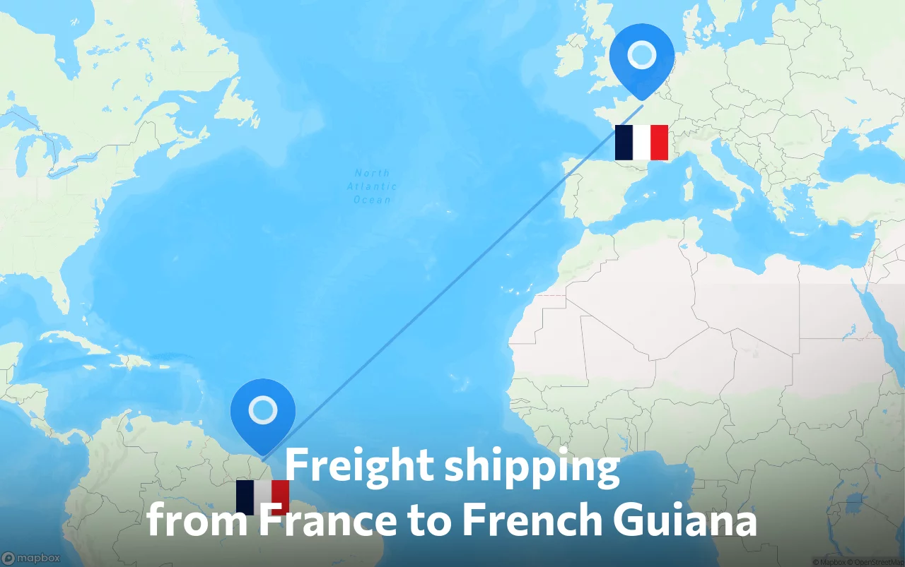 Shipping route from France to French Guiana