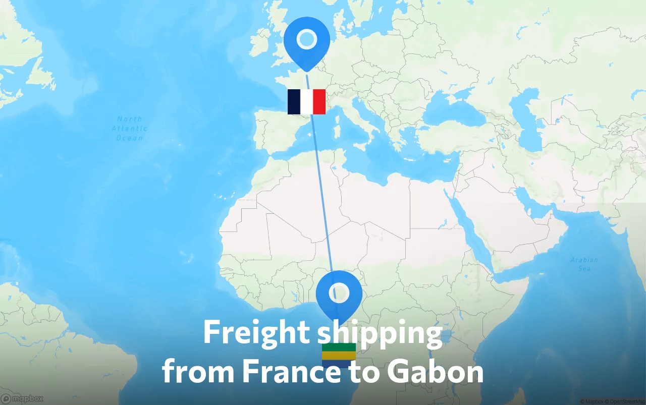 Shipping route from France to Gabon