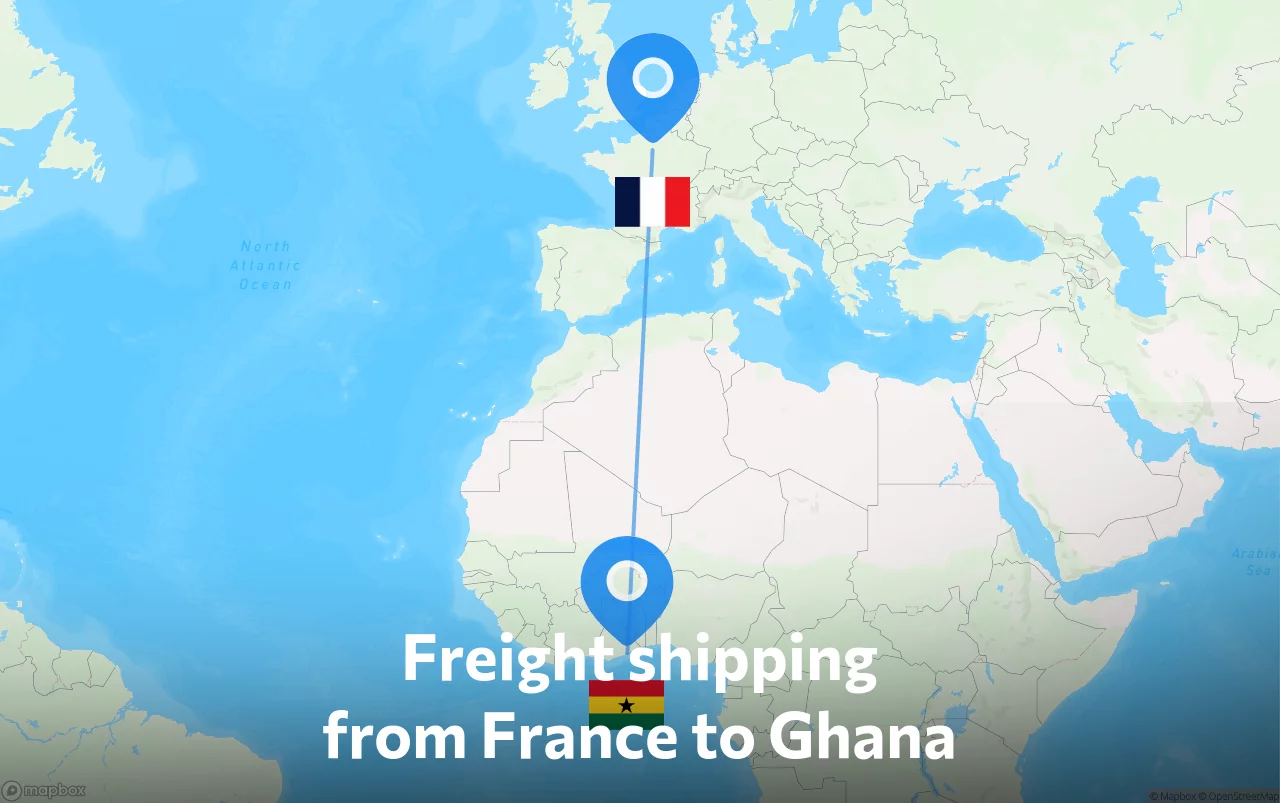 Shipping route from France to Ghana