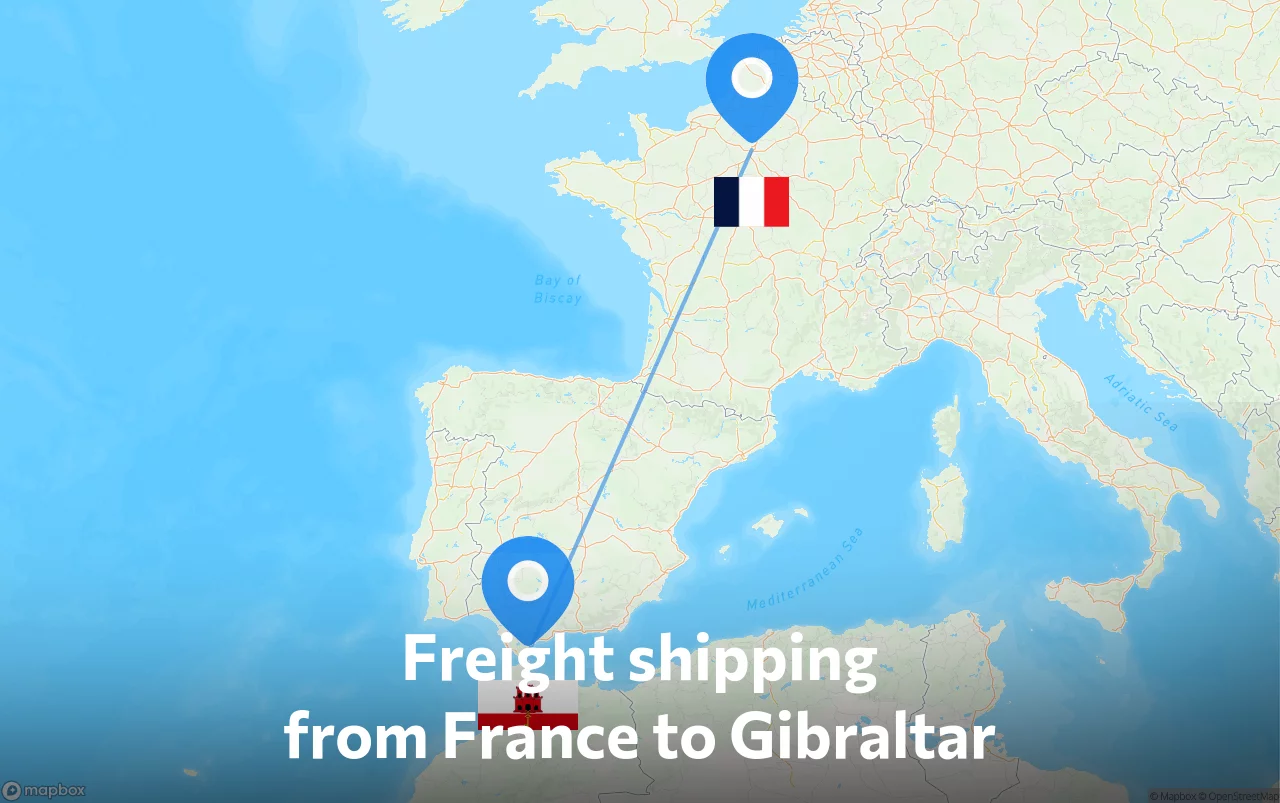 Shipping route from France to Gibraltar