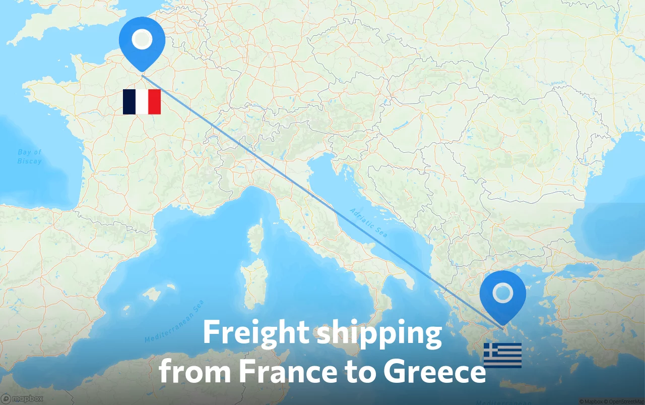 Shipping route from France to Greece