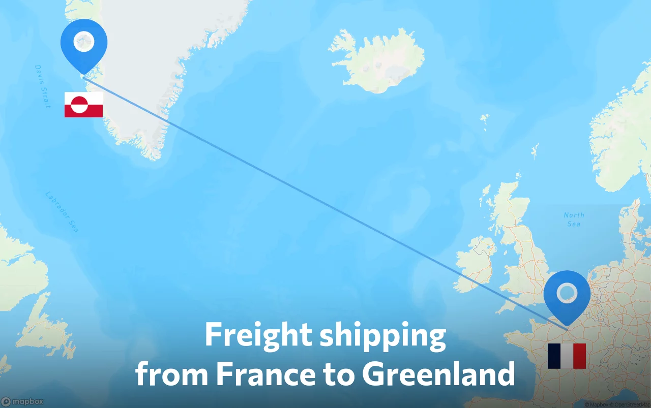 Shipping route from France to Greenland
