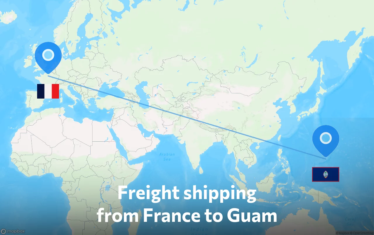 Shipping route from France to Guam