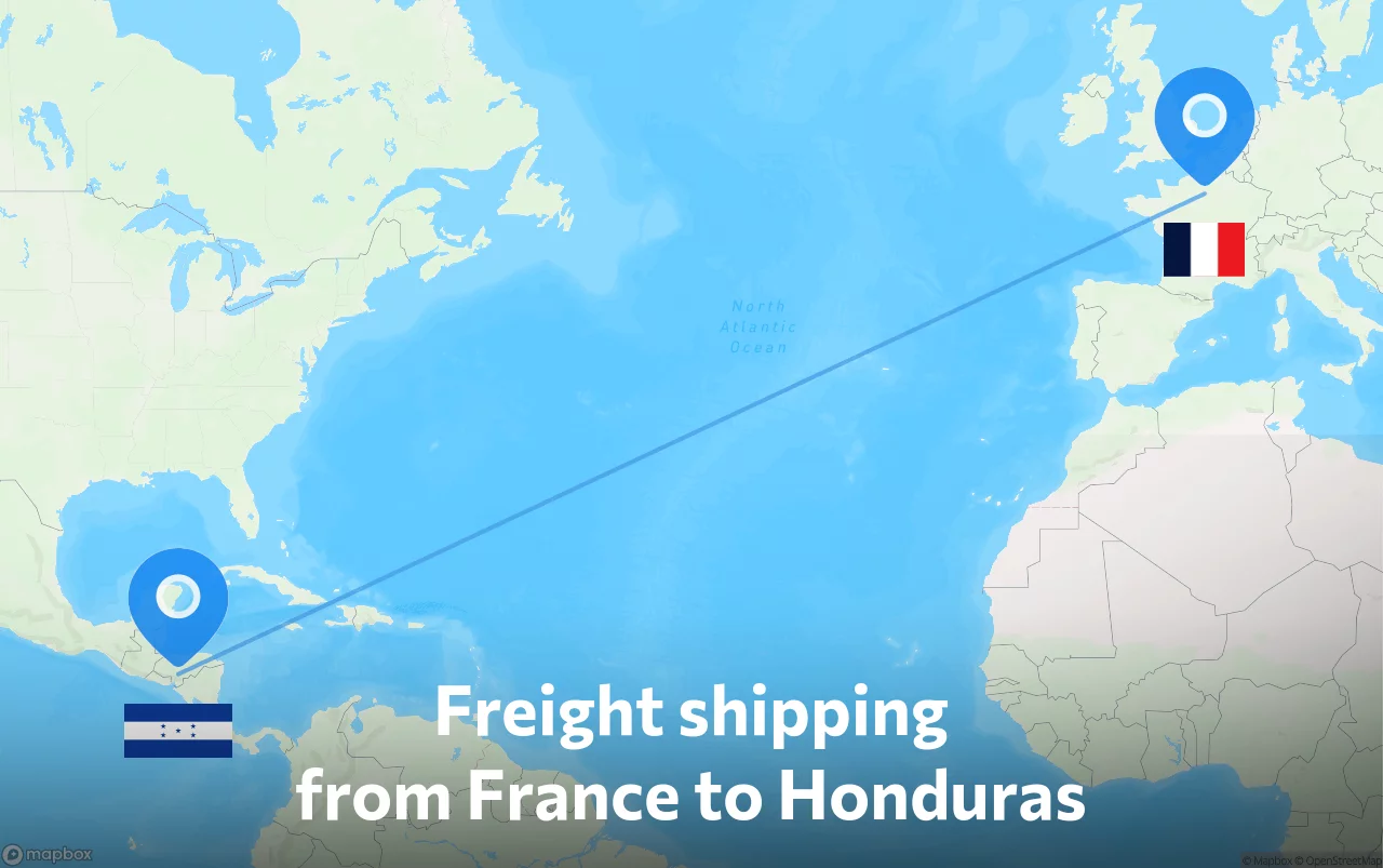 Shipping route from France to Honduras