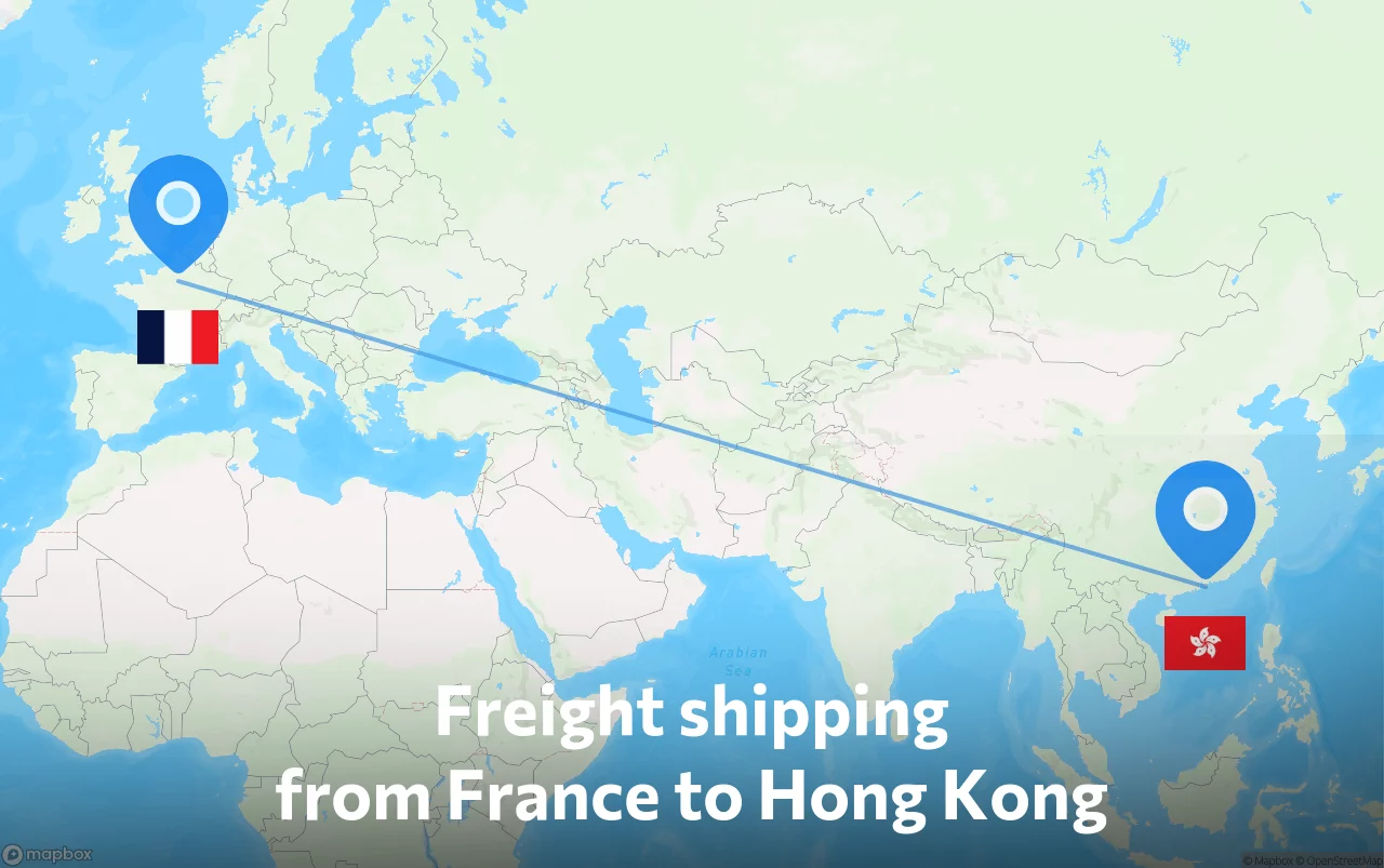 Shipping route from France to Hong Kong