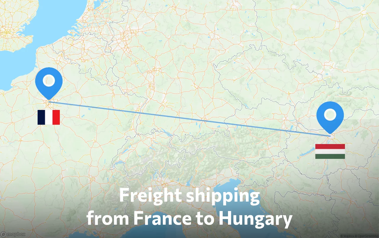 Shipping route from France to Hungary