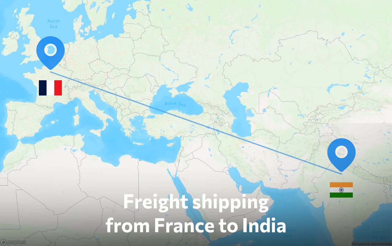 Shipping route from France to India