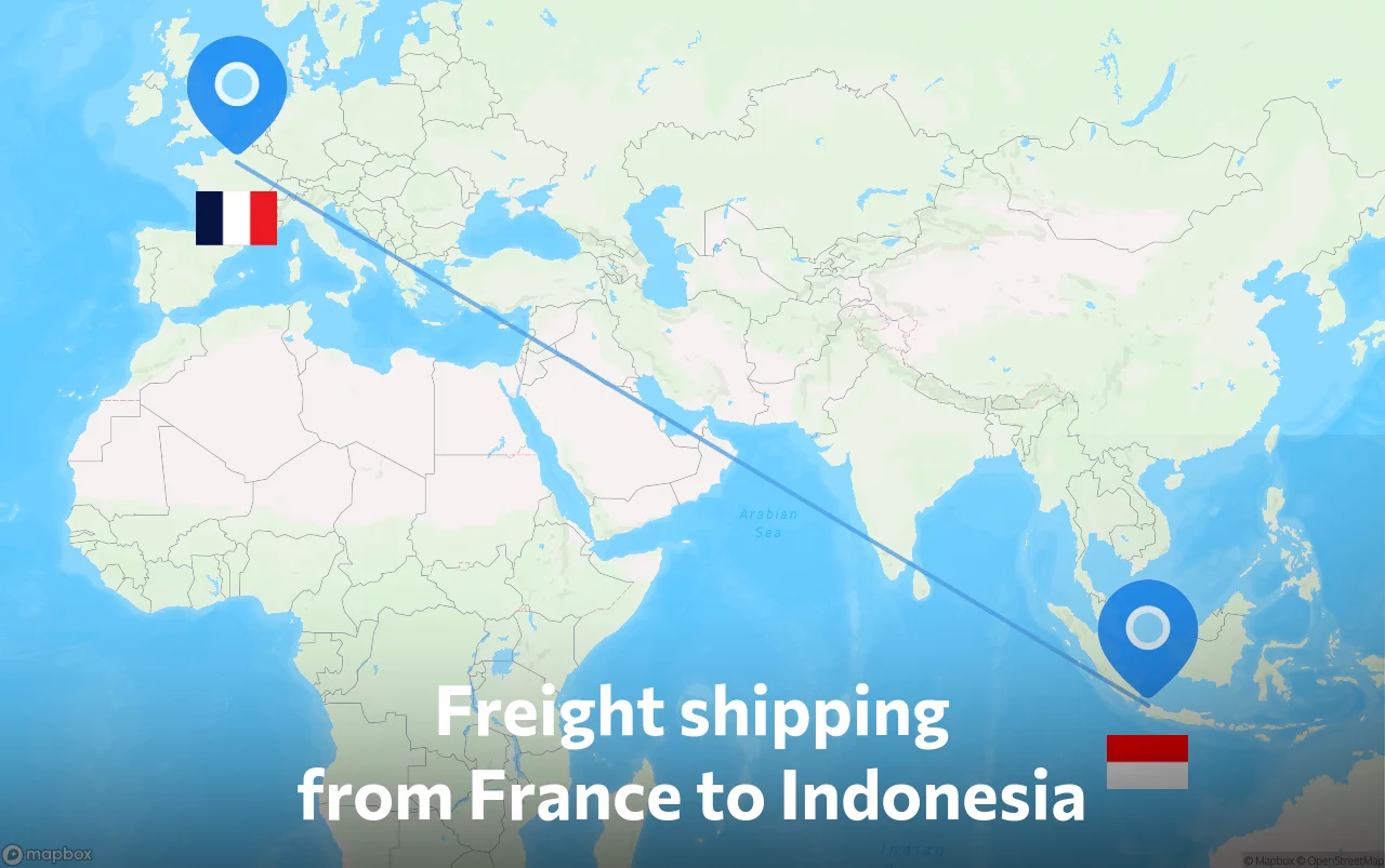 Shipping route from France to Indonesia