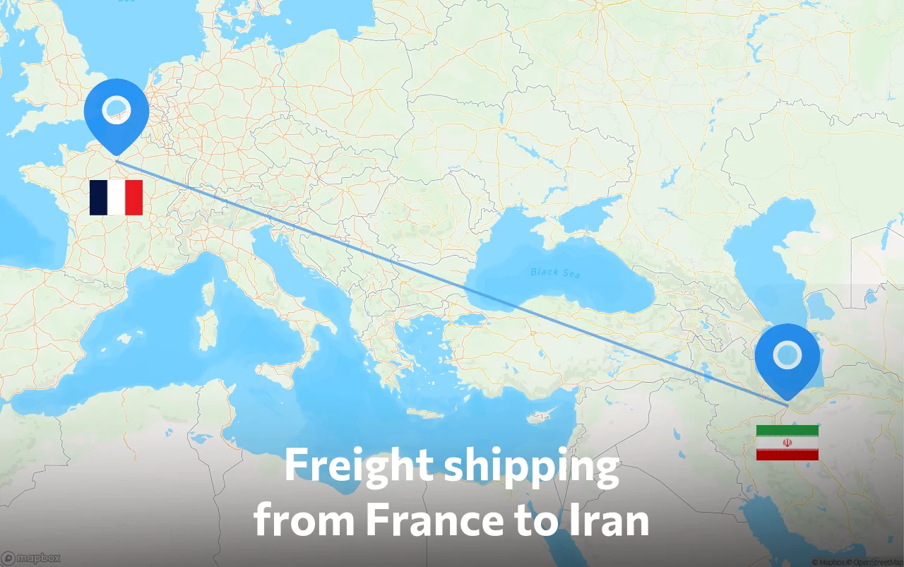 Shipping route from France to Iran